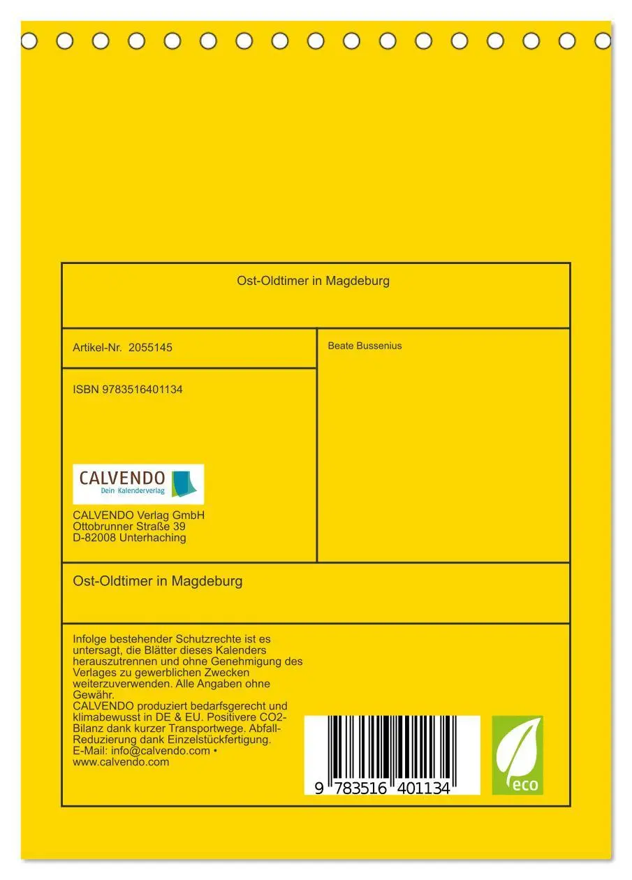 Bild: 9783516401134 | Ost-Oldtimer in Magdeburg (Tischkalender 2026 DIN A5 hoch),...