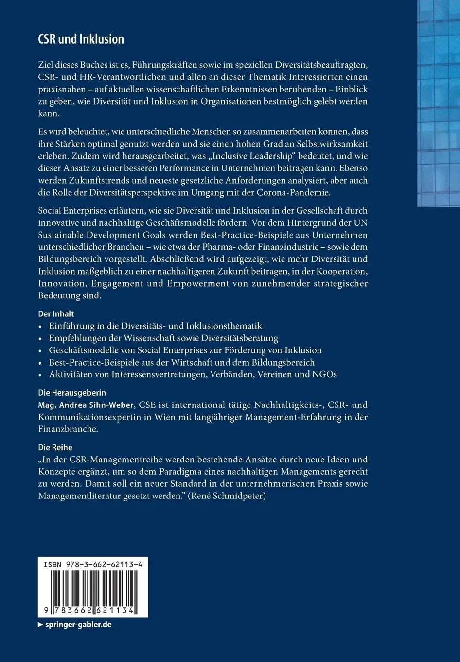 Rückseite: 9783662621134 | CSR und Inklusion | Andrea Sihn-Weber | Taschenbuch | xix | Deutsch