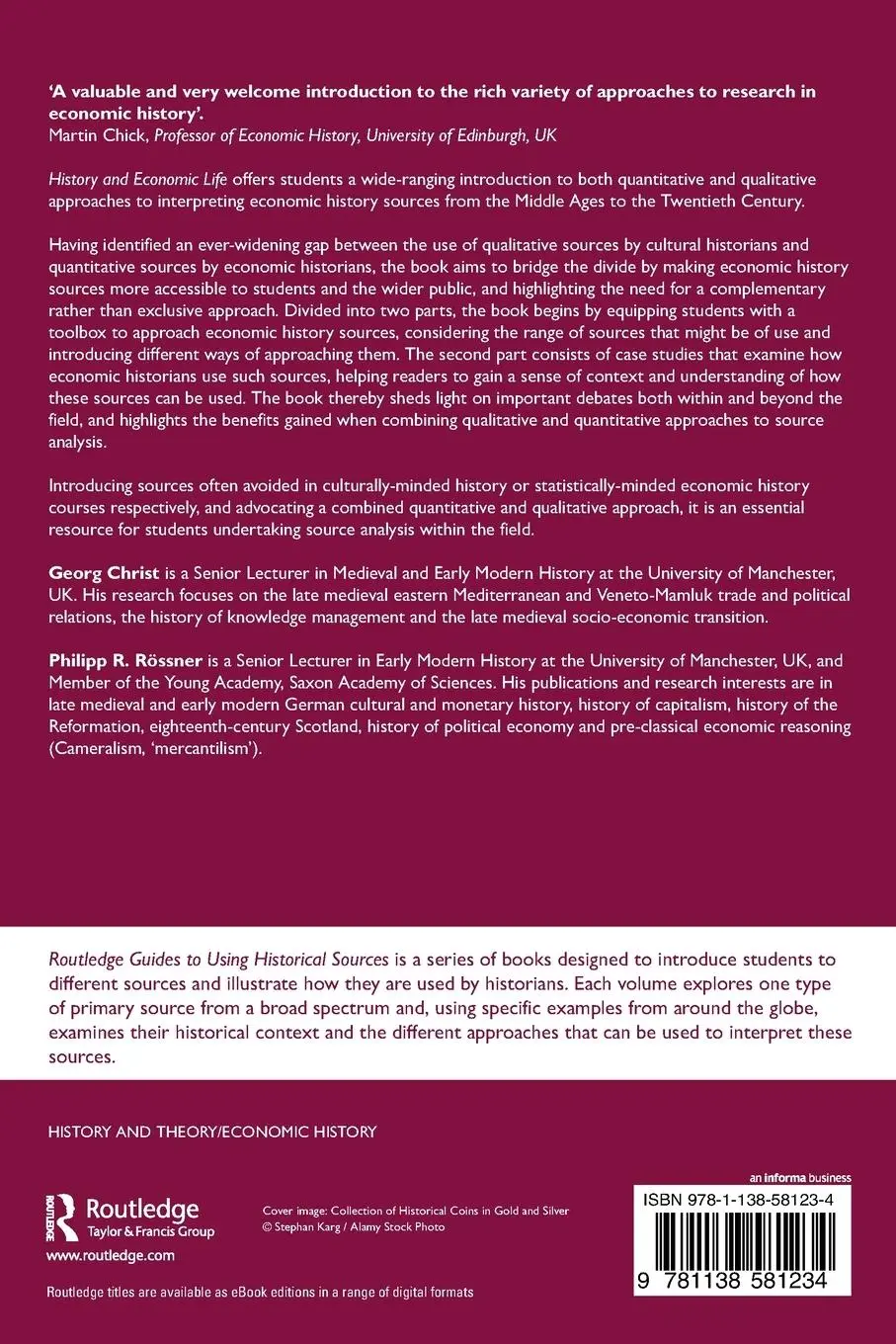 Rückseite: 9781138581234 | History and Economic Life | Georg Christ (u. a.) | Taschenbuch | 2020