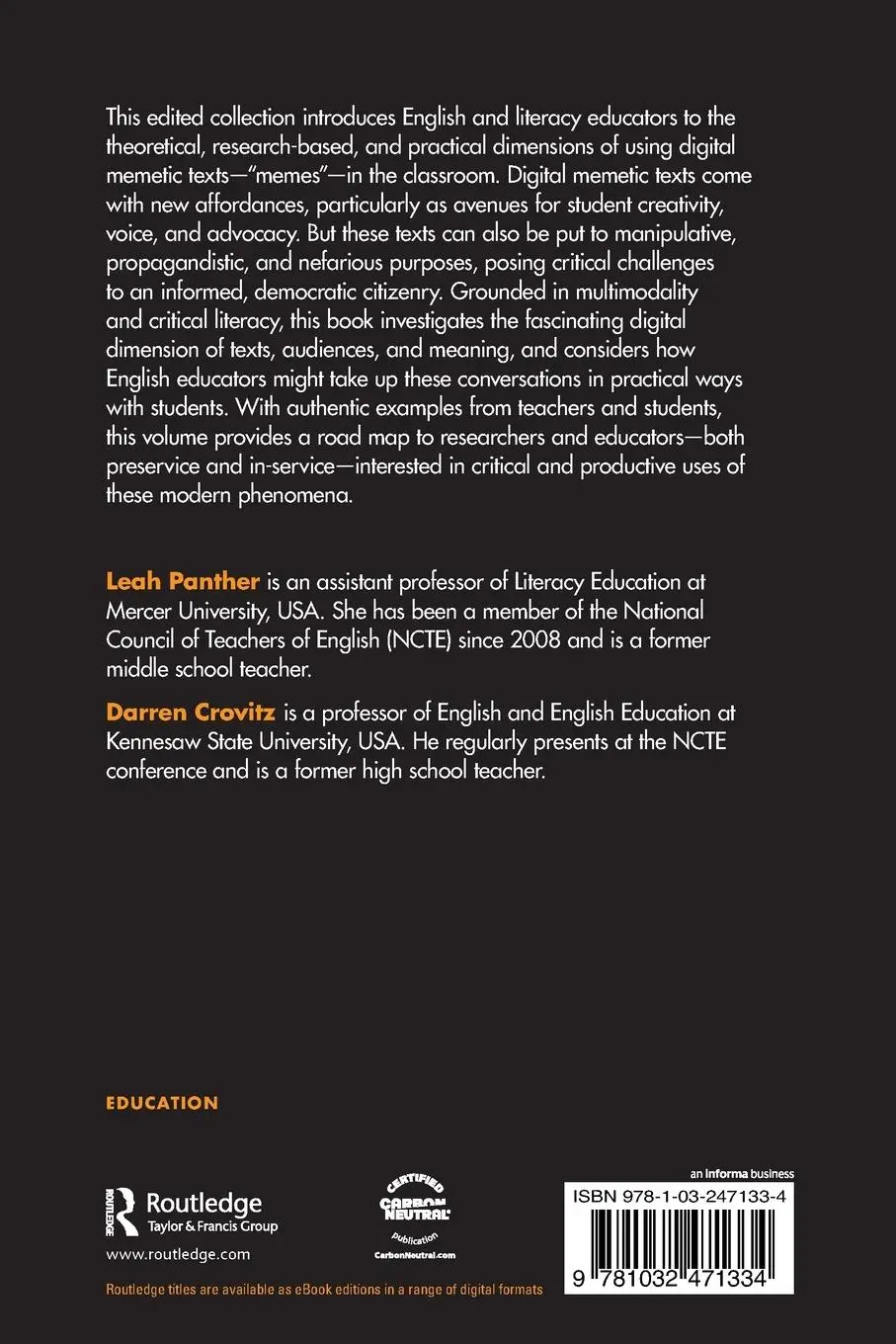 Rückseite: 9781032471334 | Critical Memetic Literacies in English Education | How Do You Meme?