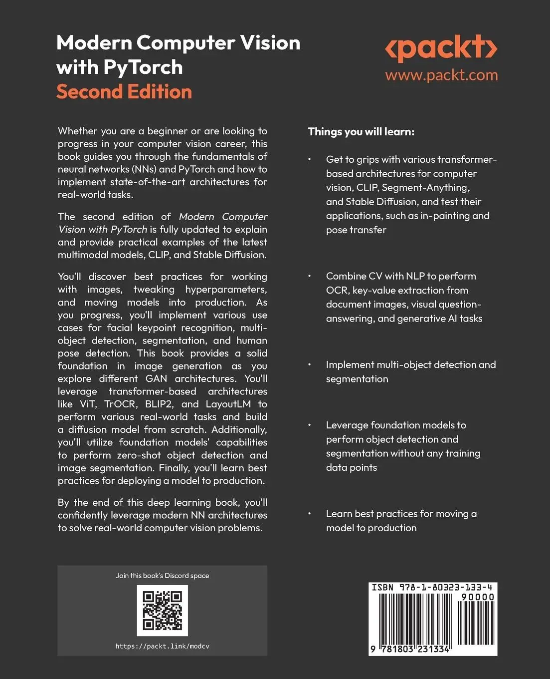 Rückseite: 9781803231334 | Modern Computer Vision with PyTorch - Second Edition | Taschenbuch