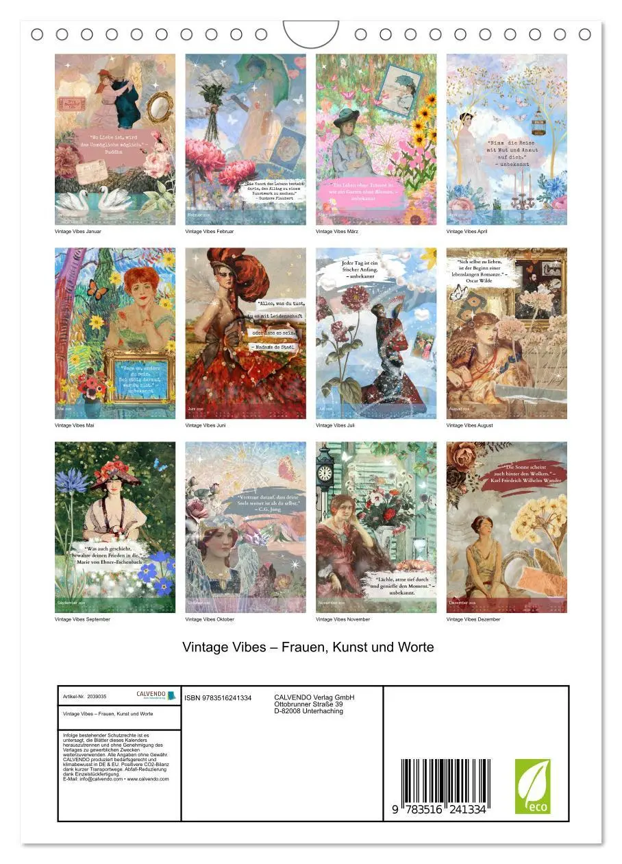 Bild: 9783516241334 | Vintage Vibes - Frauen, Kunst und Worte (Wandkalender 2026 DIN A4...