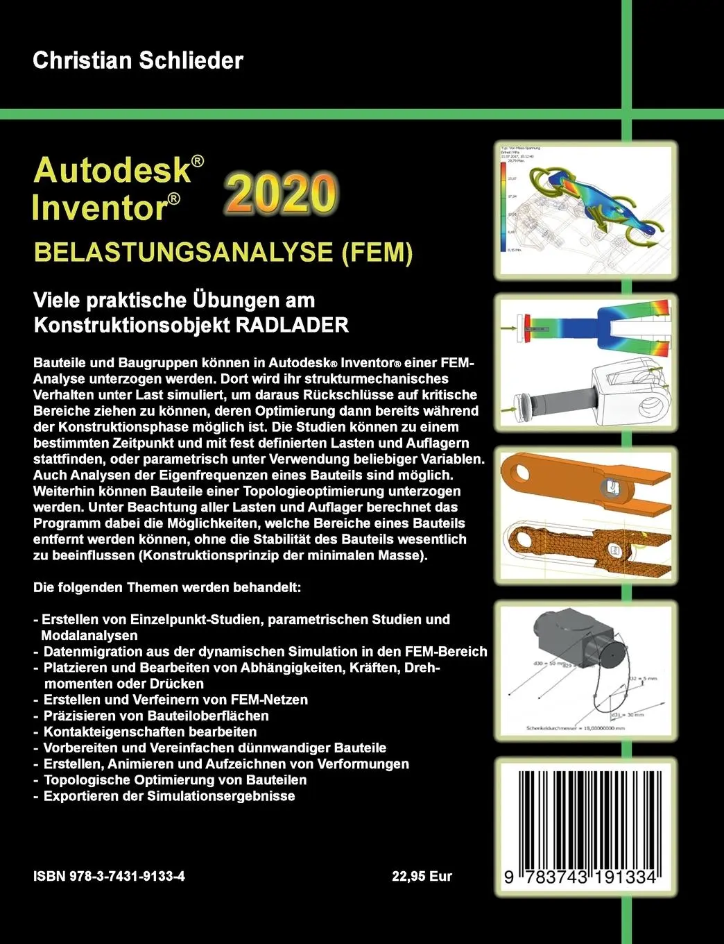 Rückseite: 9783743191334 | Autodesk Inventor 2020 - Belastungsanalyse (FEM) | Christian Schlieder
