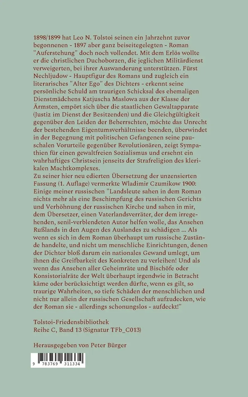 Rückseite: 9783769311334 | Auferstehung | Leo N. Tolstoi | Taschenbuch | Paperback | 588 S.