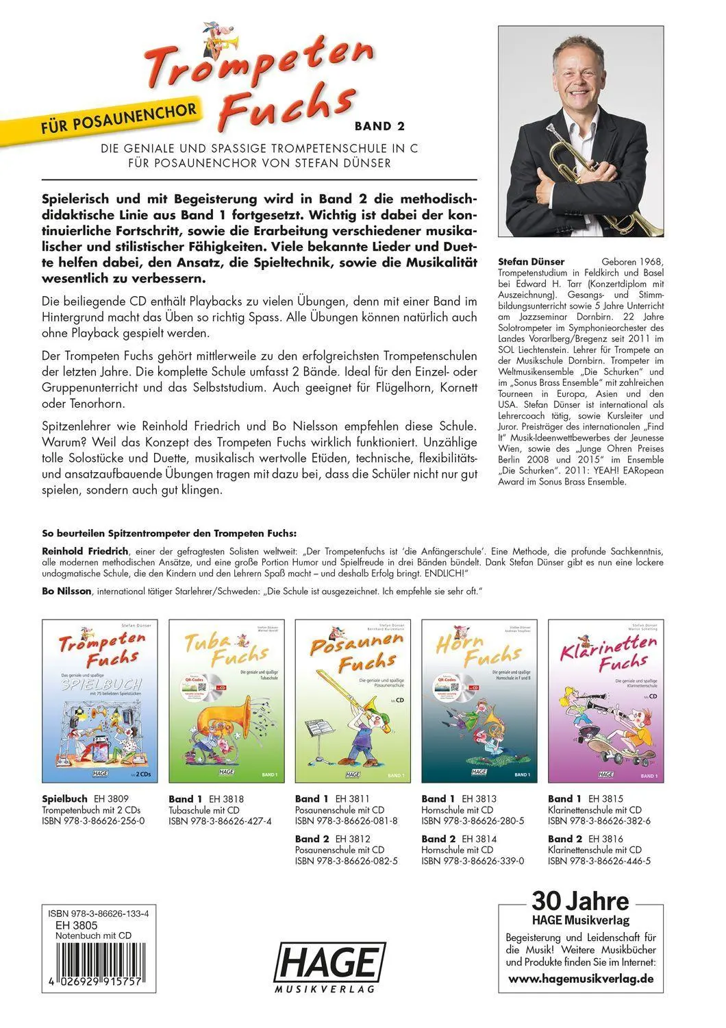 Bild: 9783866261334 | Trompeten Fuchs 2, Ausgabe in C für Posaunenchor | Stefan Dünser