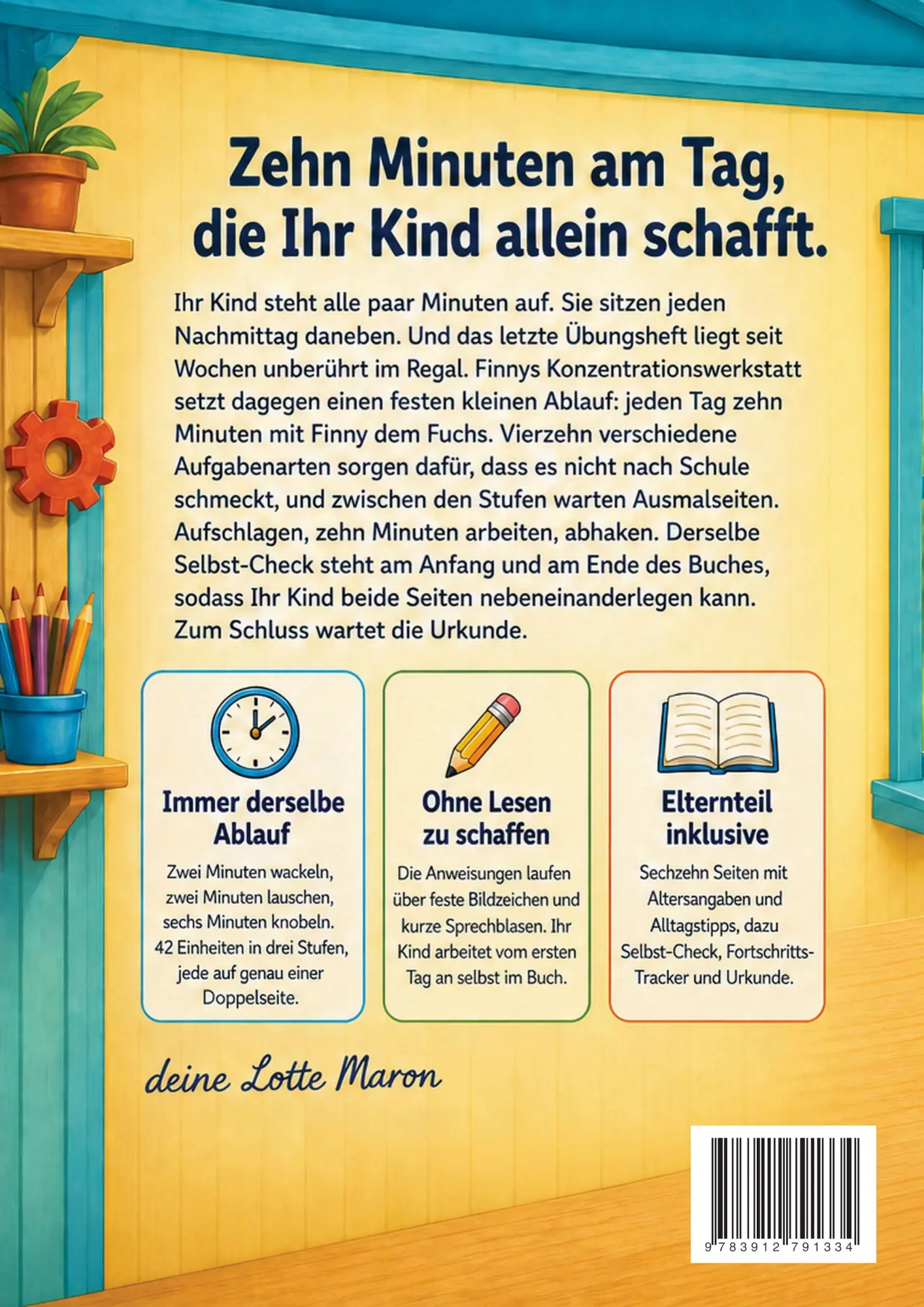 Rückseite: 9783912791334 | Finnys Konzentrationswerkstatt | Lotte Maron | Taschenbuch | 120 S.