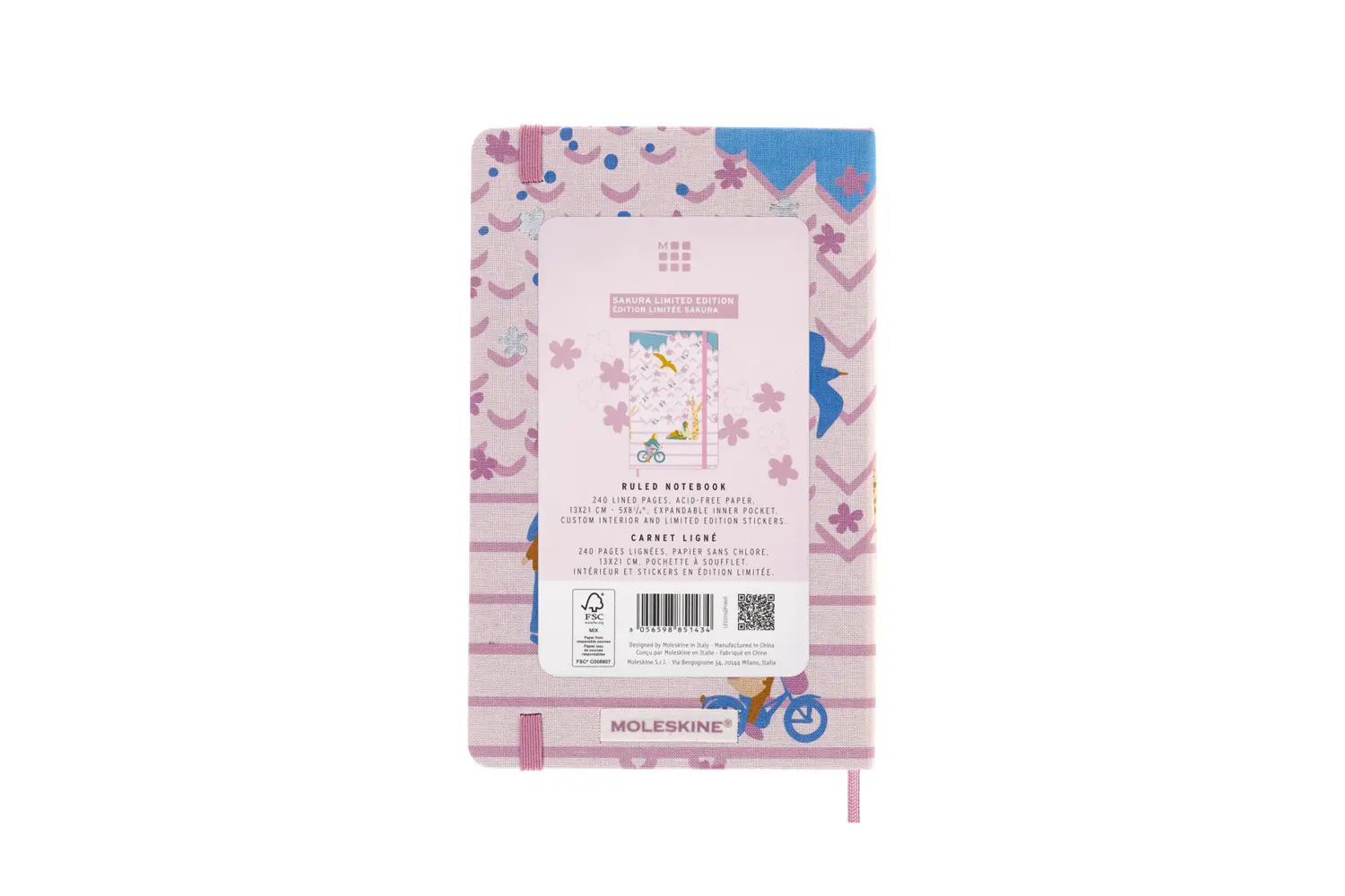 Bild: 8056598851434 | Moleskine Notizbuch - Sakura Large/A5, Liniert, Stoffeinband, Fahrrad