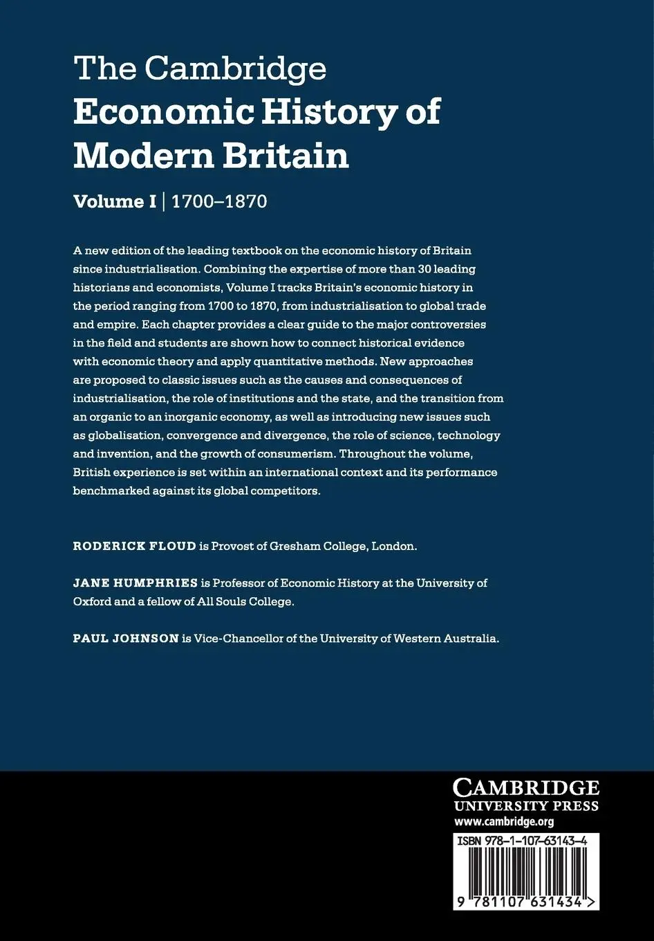 Rückseite: 9781107631434 | The Cambridge Economic History of Modern Britain | Floud (u. a.)