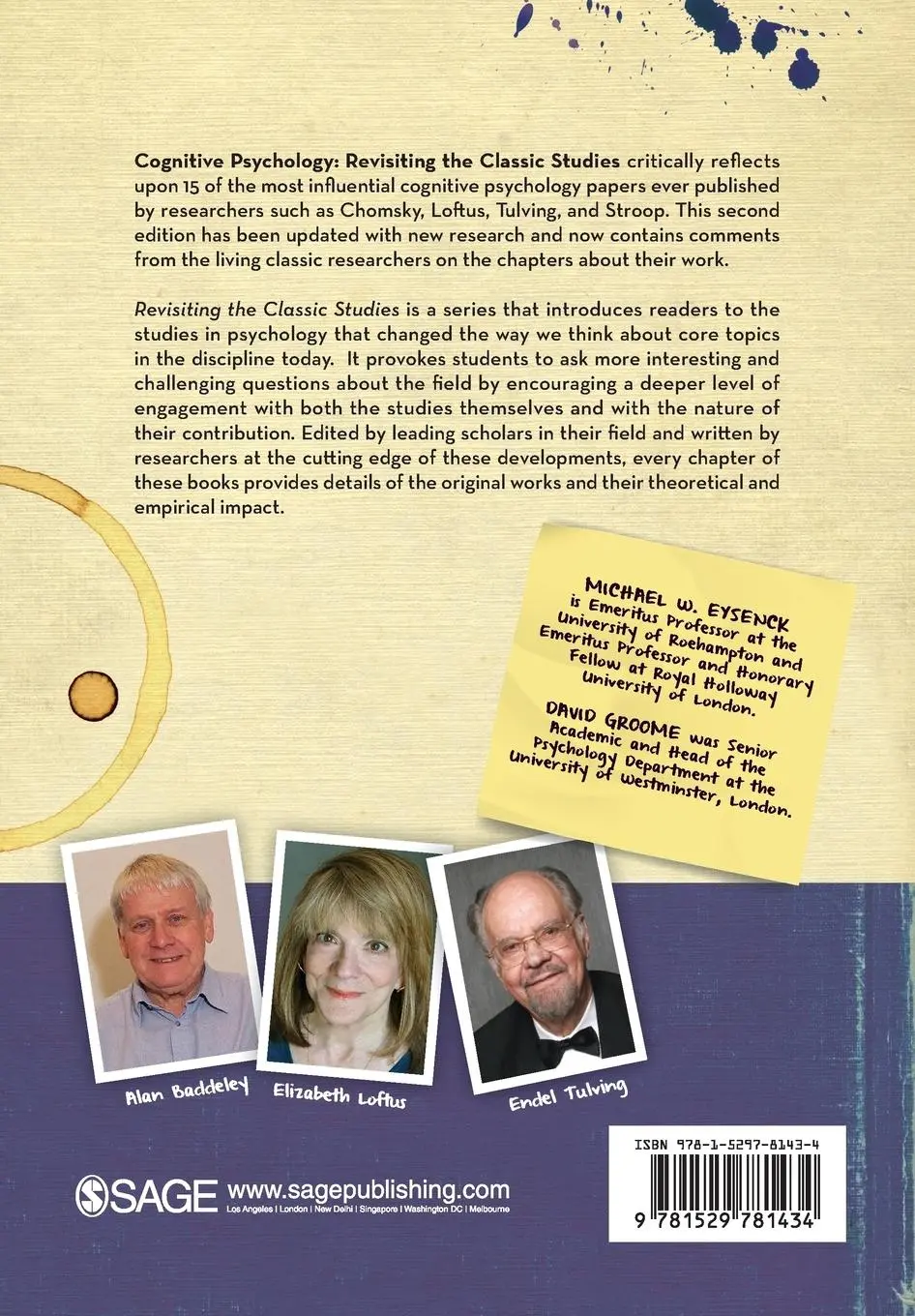 Rückseite: 9781529781434 | Cognitive Psychology | Revisiting the Classic Studies | Taschenbuch