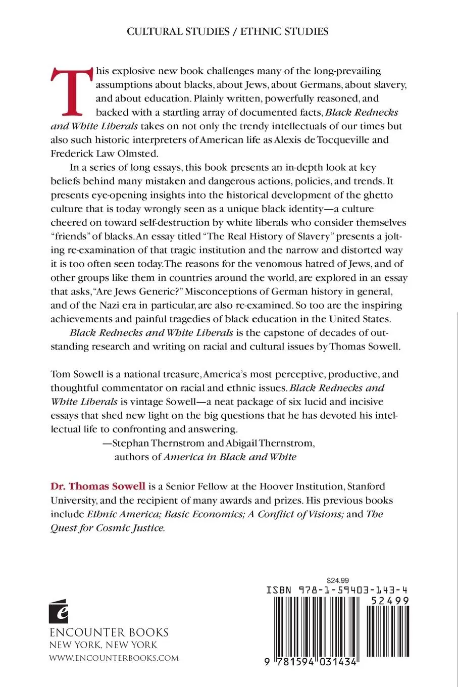Rückseite: 9781594031434 | Black Rednecks &amp; White Liberals | Thomas Sowell | Taschenbuch | 2006