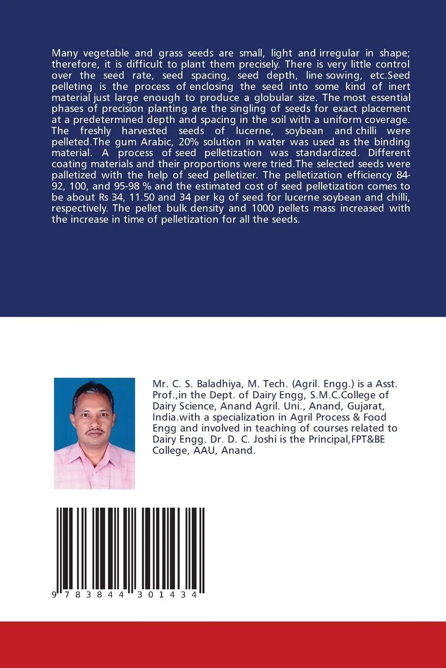 Rückseite: 9783844301434 | DEVELOPMENT OF SEED PELLETING TECHNOLOGY | Chiman Baladhiya (u. a.)