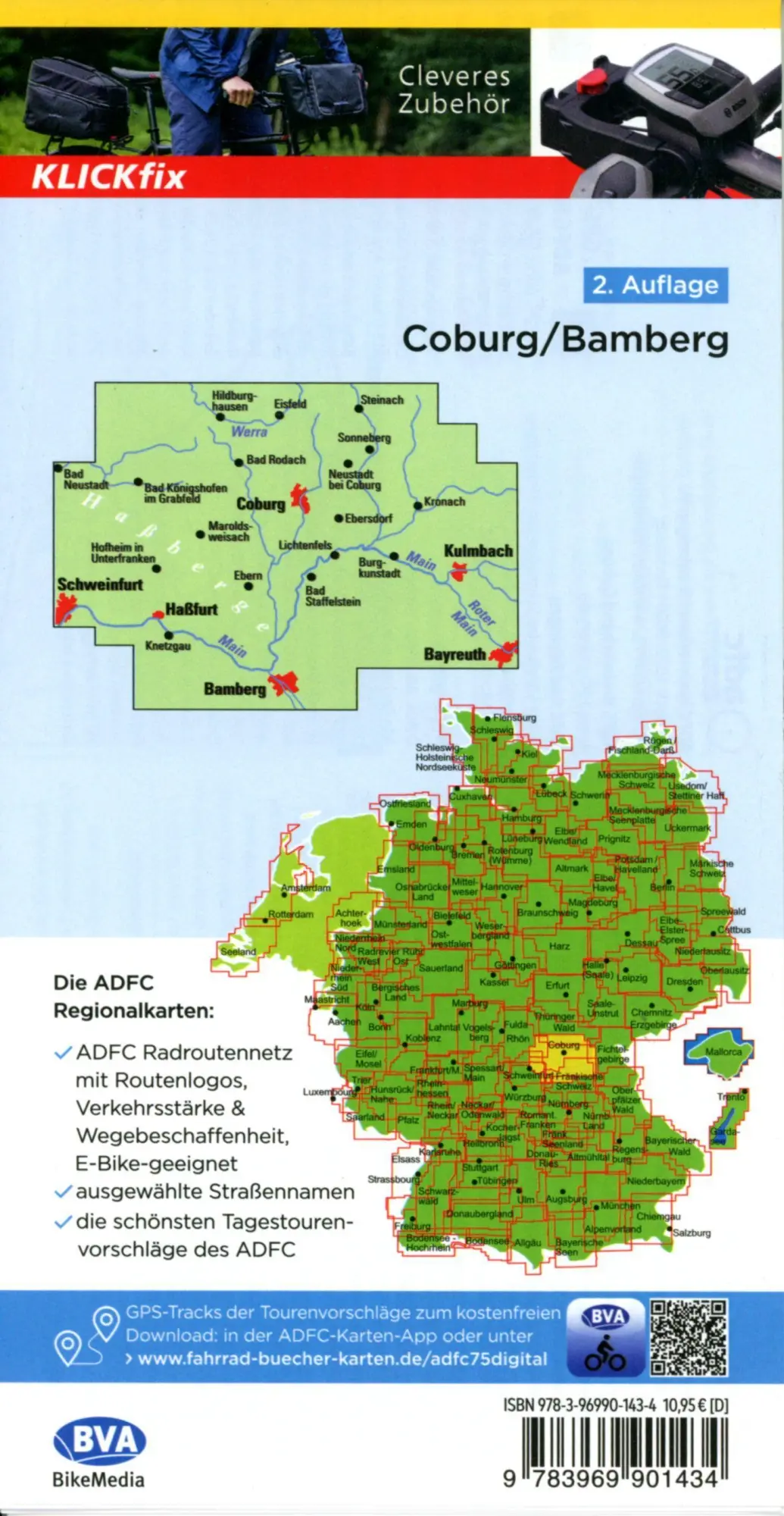 Bild: 9783969901434 | ADFC-Regionalkarte Coburg Bamberg, 1:75.000, mit...