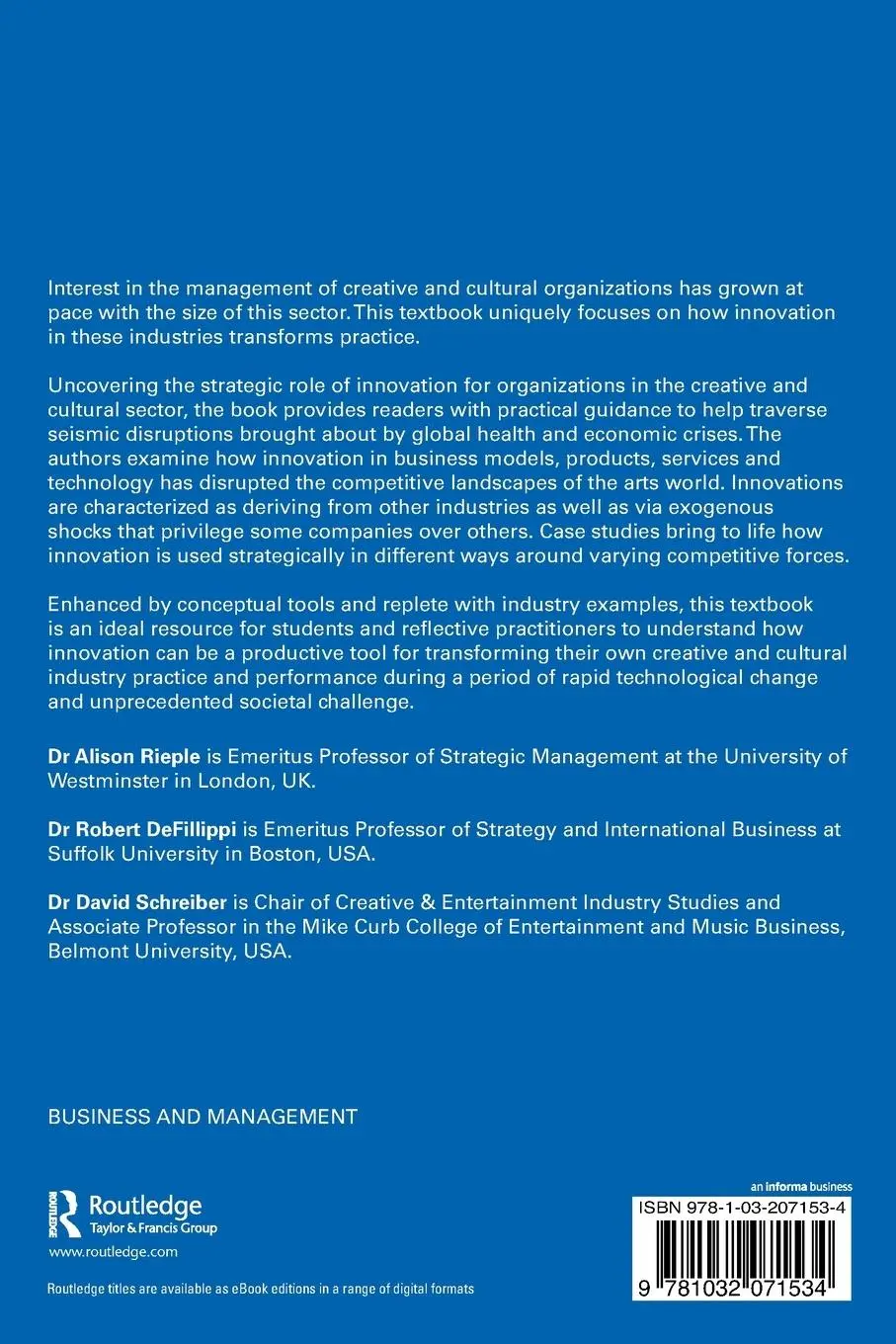 Rückseite: 9781032071534 | Transformational Innovation in the Creative and Cultural Industries
