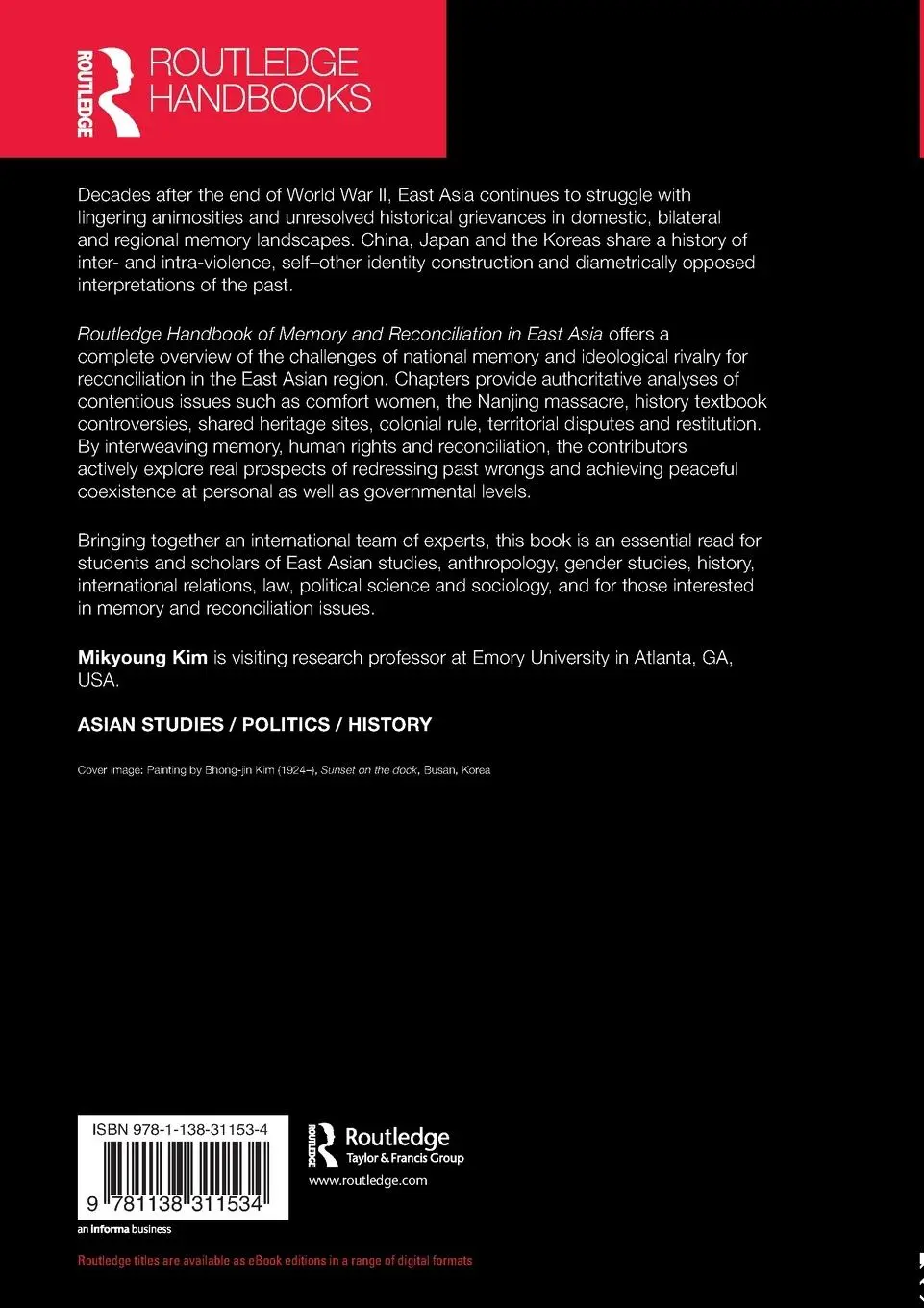 Rückseite: 9781138311534 | Routledge Handbook of Memory and Reconciliation in East Asia | Kim