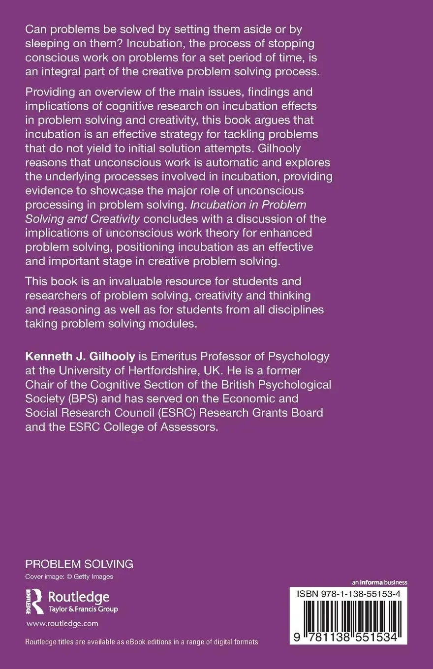 Rückseite: 9781138551534 | Incubation in Problem Solving and Creativity | Unconscious Processes