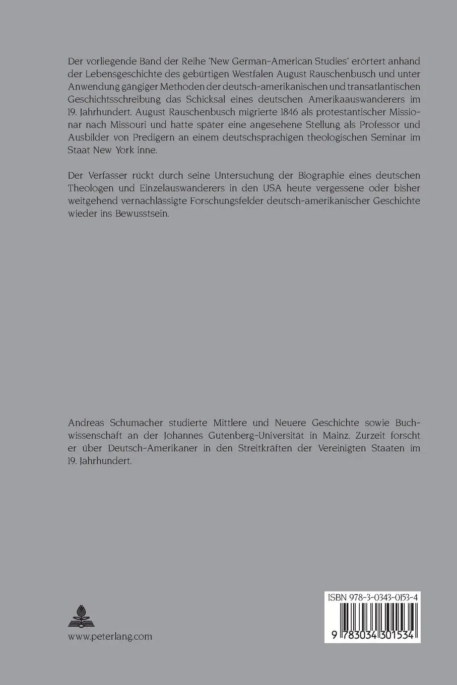 Rückseite: 9783034301534 | August Rauschenbusch (1816-1899) | Andreas Schumacher | Taschenbuch