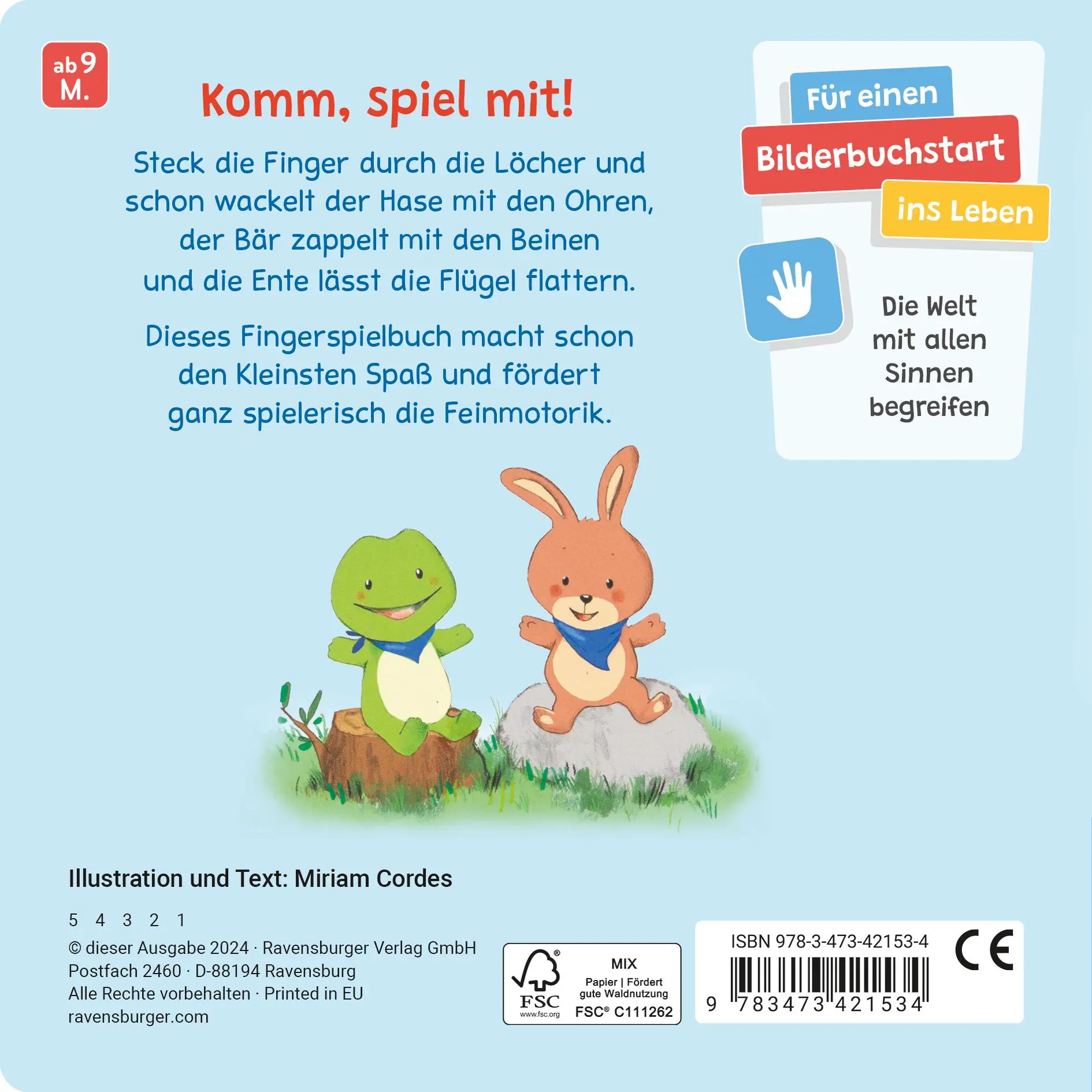 Rückseite: 9783473421534 | Ohren wackeln, Beine zappeln | Mein Fingerspielbuch | Miriam Cordes