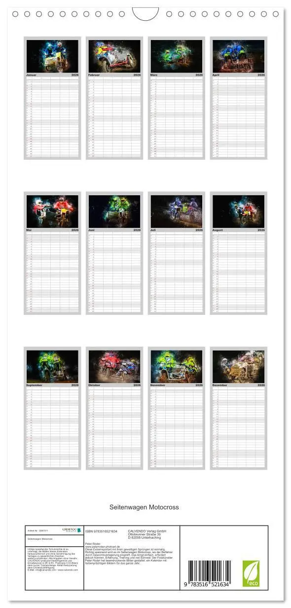 Bild: 9783516521634 | Familienplaner 2026 - Seitenwagen Motocross mit 5 Spalten...