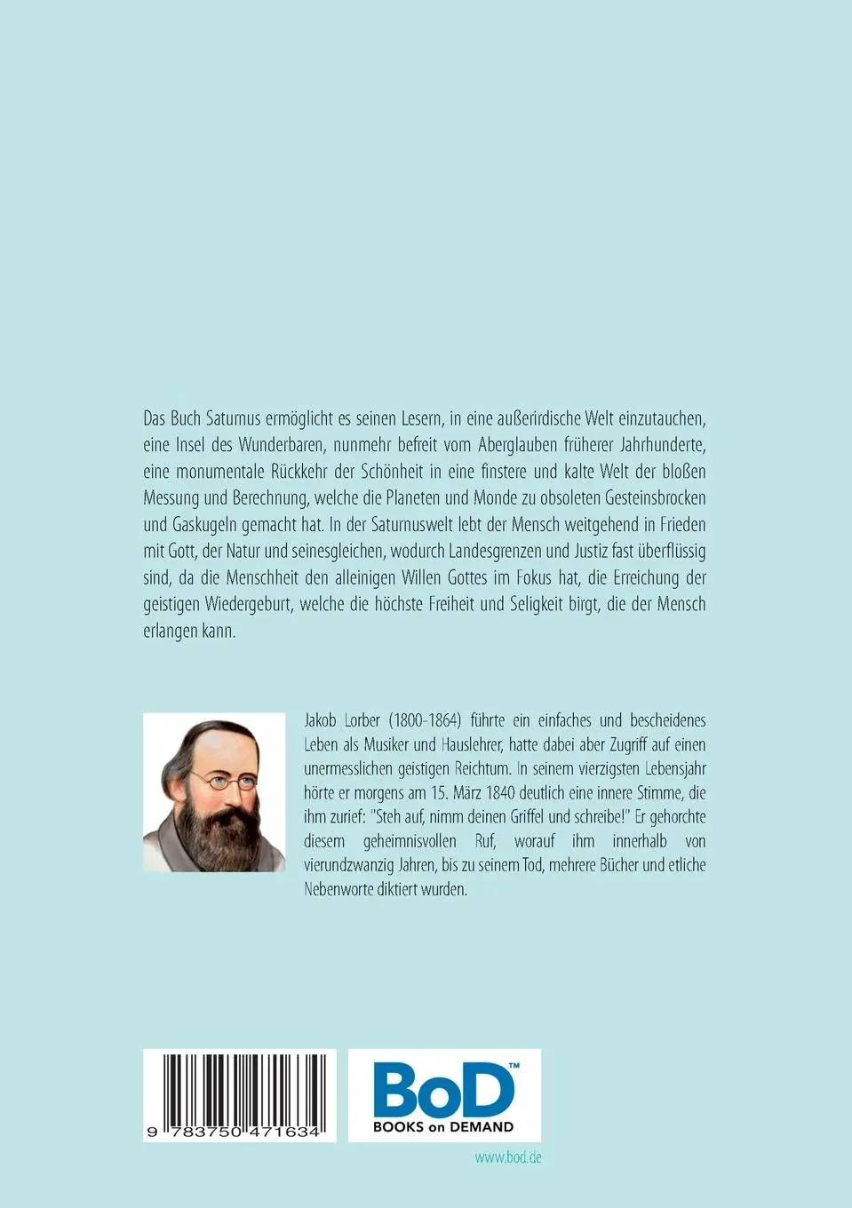Rückseite: 9783750471634 | Saturnus | Originaltext in neuer Rechtschreibung | Jakob Lorber | Buch
