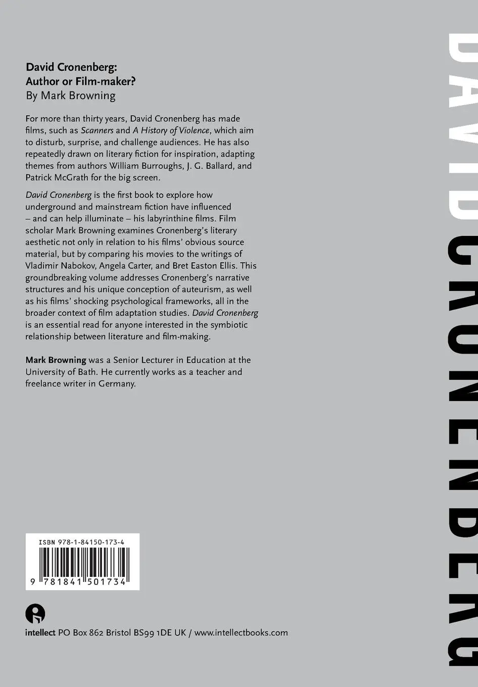 Rückseite: 9781841501734 | David Cronenberg | Author or Filmmaker? | Mark Browning | Taschenbuch