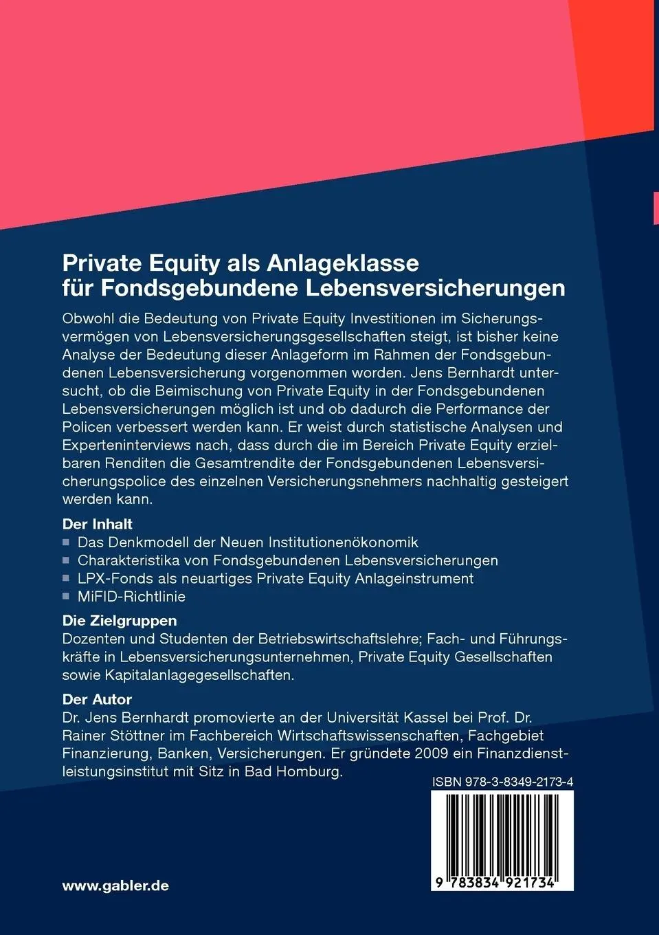 Rückseite: 9783834921734 | Private Equity als Anlageklasse für Fondsgebundene...