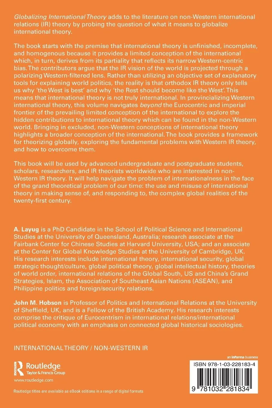 Rückseite: 9781032281834 | Globalizing International Theory | A. Layug (u. a.) | Taschenbuch