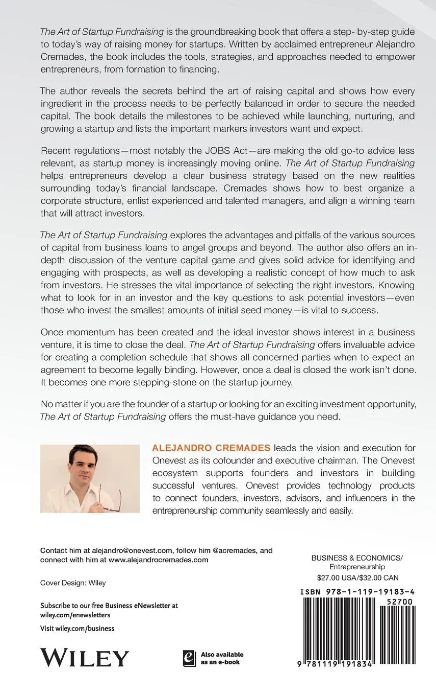 Rückseite: 9781119191834 | The Art of Startup Fundraising | Alejandro Cremades | Buch | 224 S.