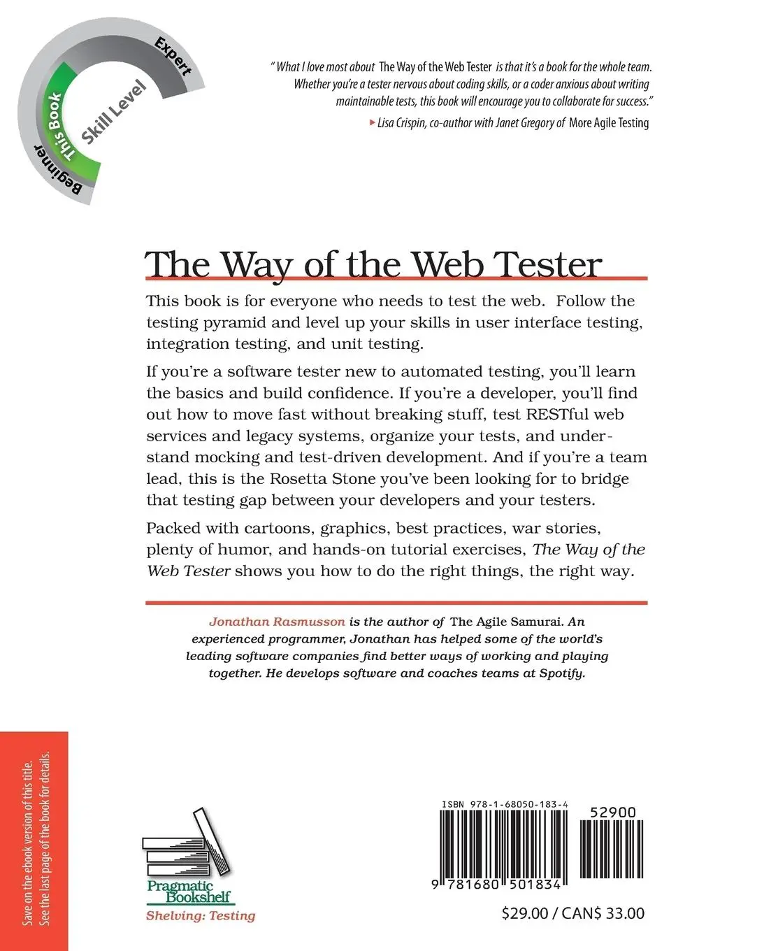 Rückseite: 9781680501834 | The Way of the Web Tester | Jonathan Rasmusson | Taschenbuch | 2016