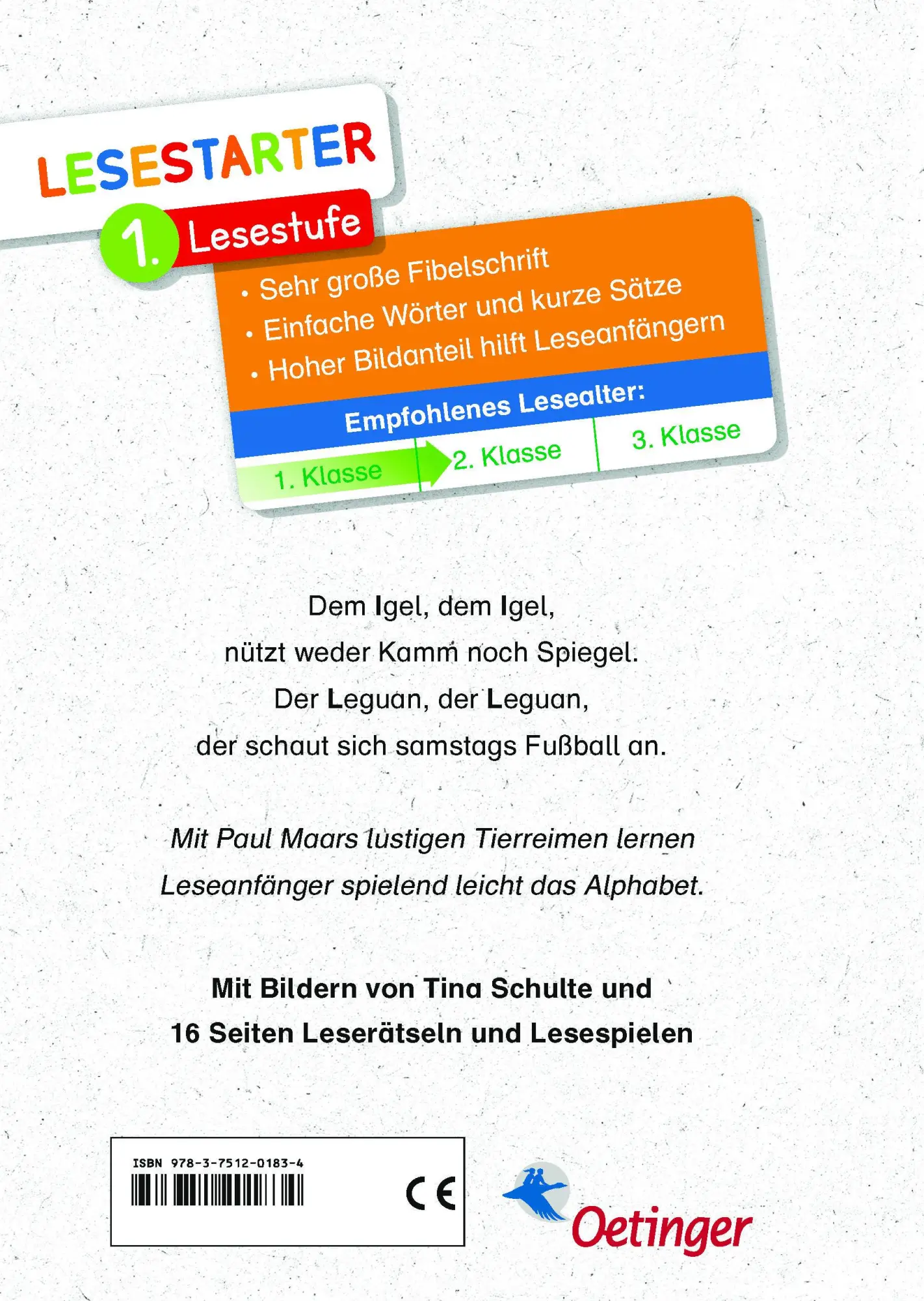 Rückseite: 9783751201834 | Das Tier-ABC | Lesestarter. 1. Lesestufe | Paul Maar | Buch | 64 S.