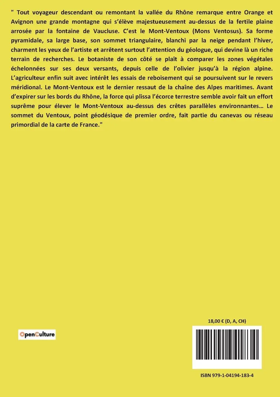 Rückseite: 9791041941834 | Le Mont-Ventoux | une histoire naturelle | Jean-Henri Fabre (u. a.)