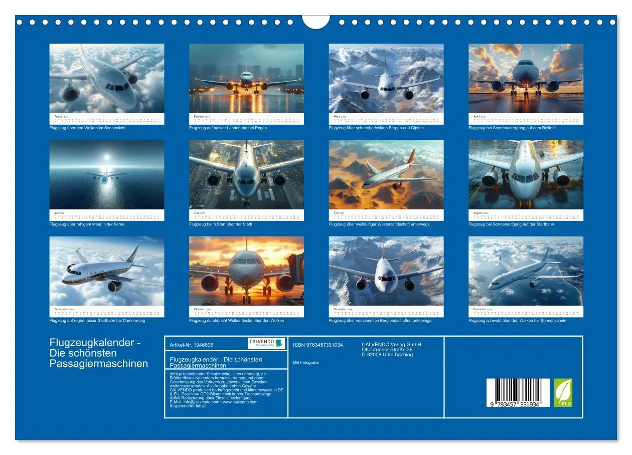 Bild: 9783457331934 | Flugzeugkalender - Die schönsten Passagiermaschinen (Wandkalender...