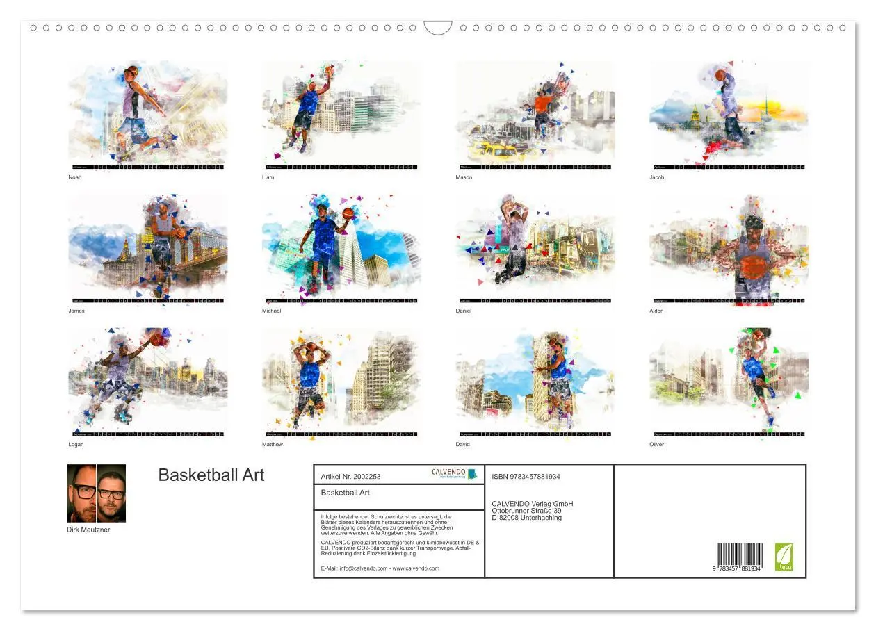Bild: 9783457881934 | Basketball Art (Wandkalender 2026 DIN A2 quer), CALVENDO...