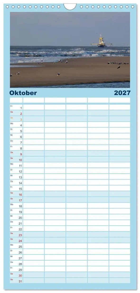 Bild: 9783594331934 | Familienplaner 2027 - Strandwanderungen auf Texel mit 5 Spalten...