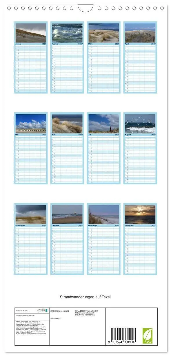 Bild: 9783594331934 | Familienplaner 2027 - Strandwanderungen auf Texel mit 5 Spalten...