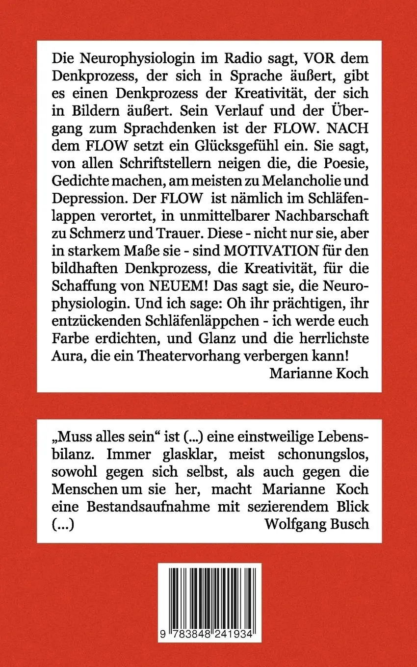 Rückseite: 9783848241934 | Muss alles sein | Gesammelte Gedichte | Marianne Koch | Taschenbuch