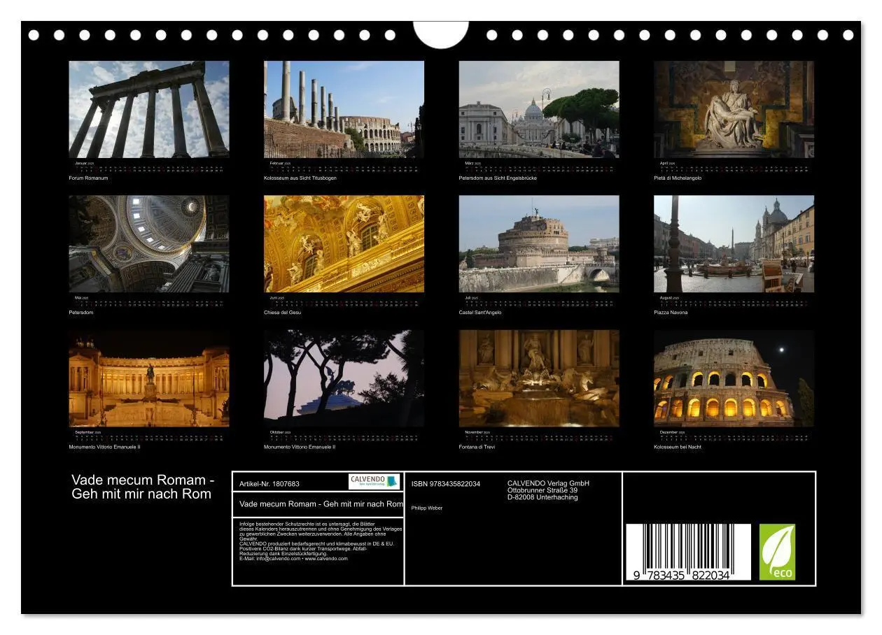 Bild: 9783435822034 | Vade mecum Romam - Geh mit mir nach Rom (Wandkalender 2025 DIN A4...