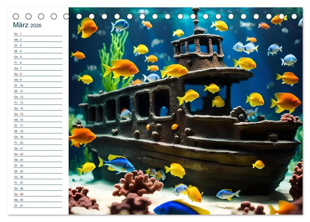 Bild: 9783457392034 | Aquarienzauber - Bunte KI Unterwasserwelten (Tischkalender 2026 DIN...