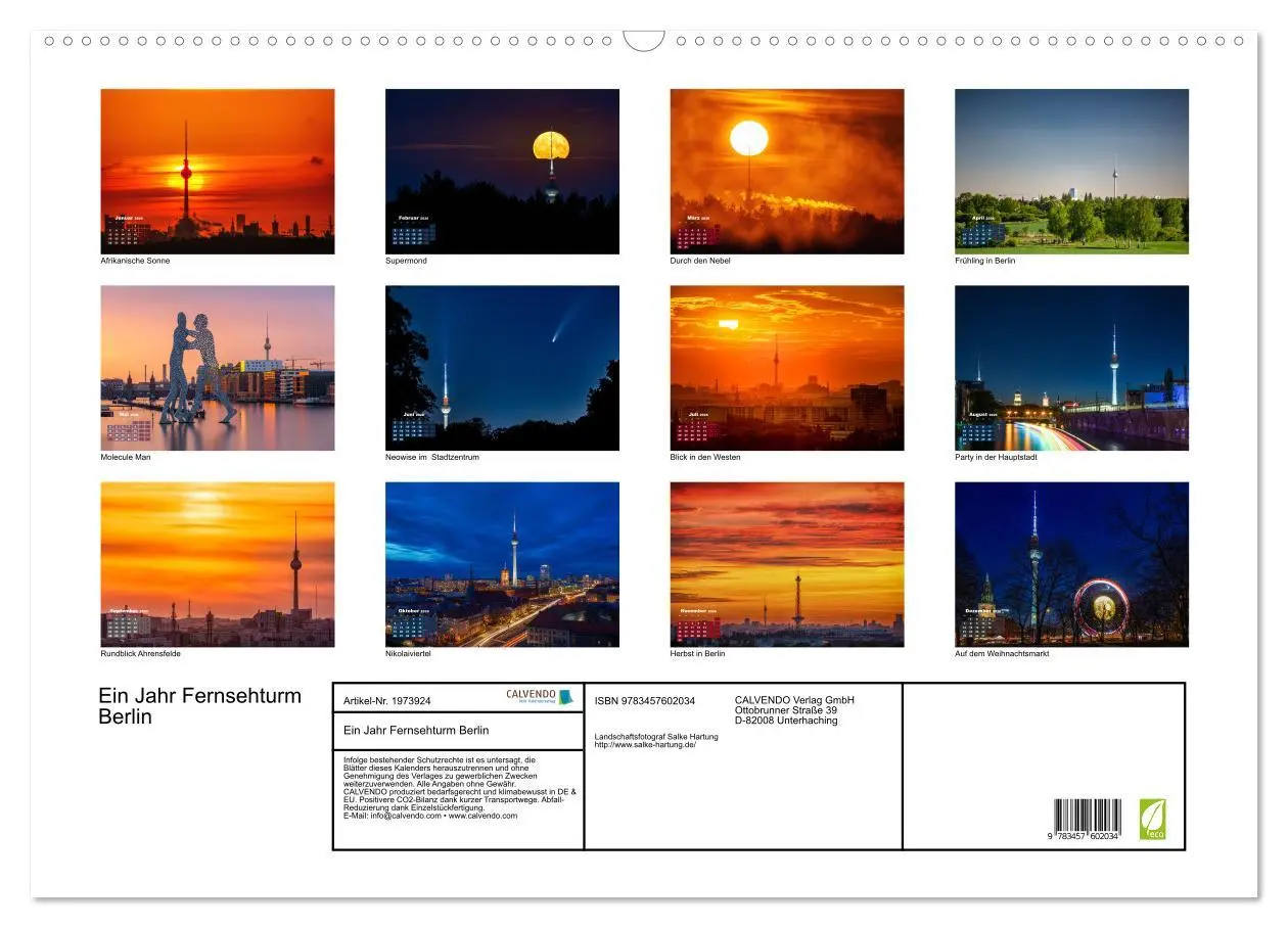 Bild: 9783457602034 | Ein Jahr Fernsehturm Berlin (Wandkalender 2026 DIN A2 quer),...