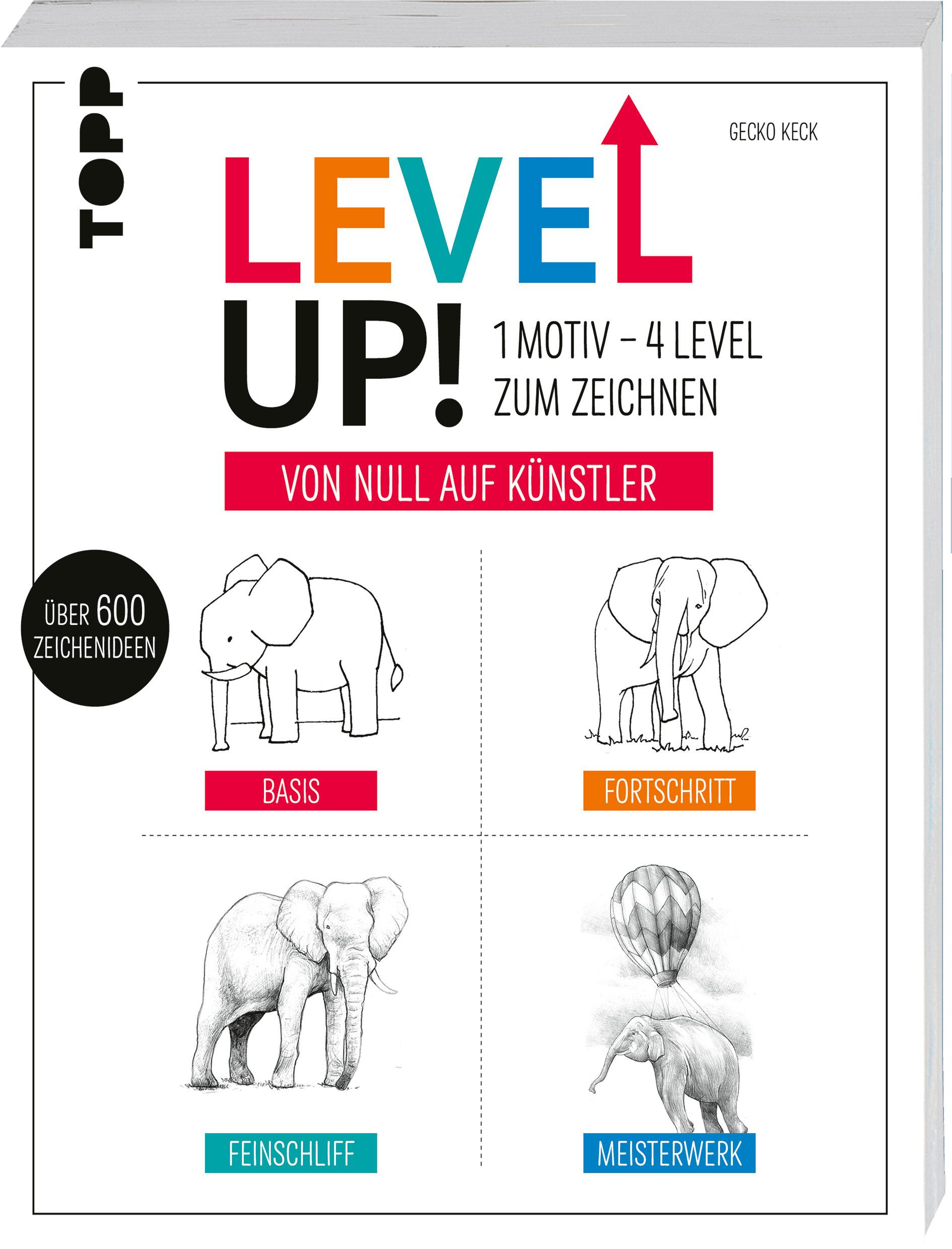 Cover: 9783735892034 | Level up! 1 Motiv - 4 Level zum Zeichnen | Gecko Keck | Taschenbuch