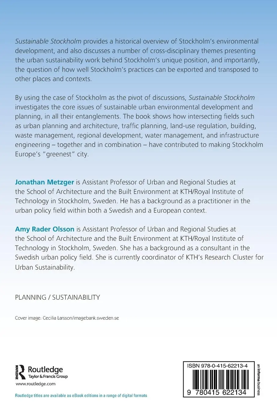 Rückseite: 9780415622134 | Sustainable Stockholm | Jonathan Metzger (u. a.) | Taschenbuch | 2013