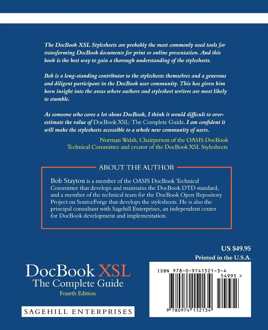 Rückseite: 9780974152134 | DocBook Xsl | The Complete Guide (4th Edition) | Bob Stayton | Buch