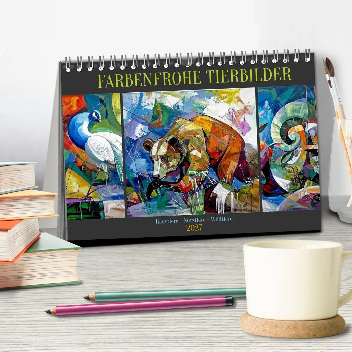 Bild: 9783516922134 | Farbenfrohe Tierbilder (Tischkalender 2027 DIN A5 quer), CALVENDO...