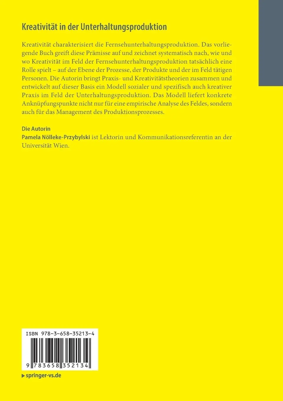 Rückseite: 9783658352134 | Kreativität in der Unterhaltungsproduktion | Pamela Nölleke-Przybylski