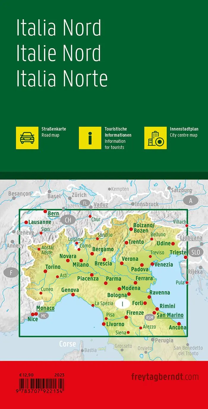 Rückseite: 9783707922134 | Italien Nord, Straßenkarte 1:500.000, freytag &amp; berndt | Berndt | 2023