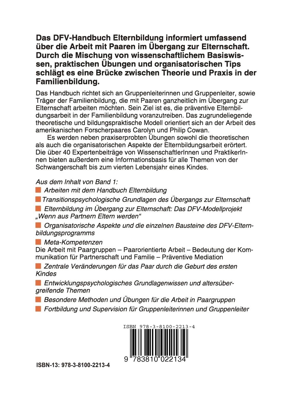 Rückseite: 9783810022134 | Handbuch Elternbildung | Band 1: Wenn aus Partnern Eltern werden