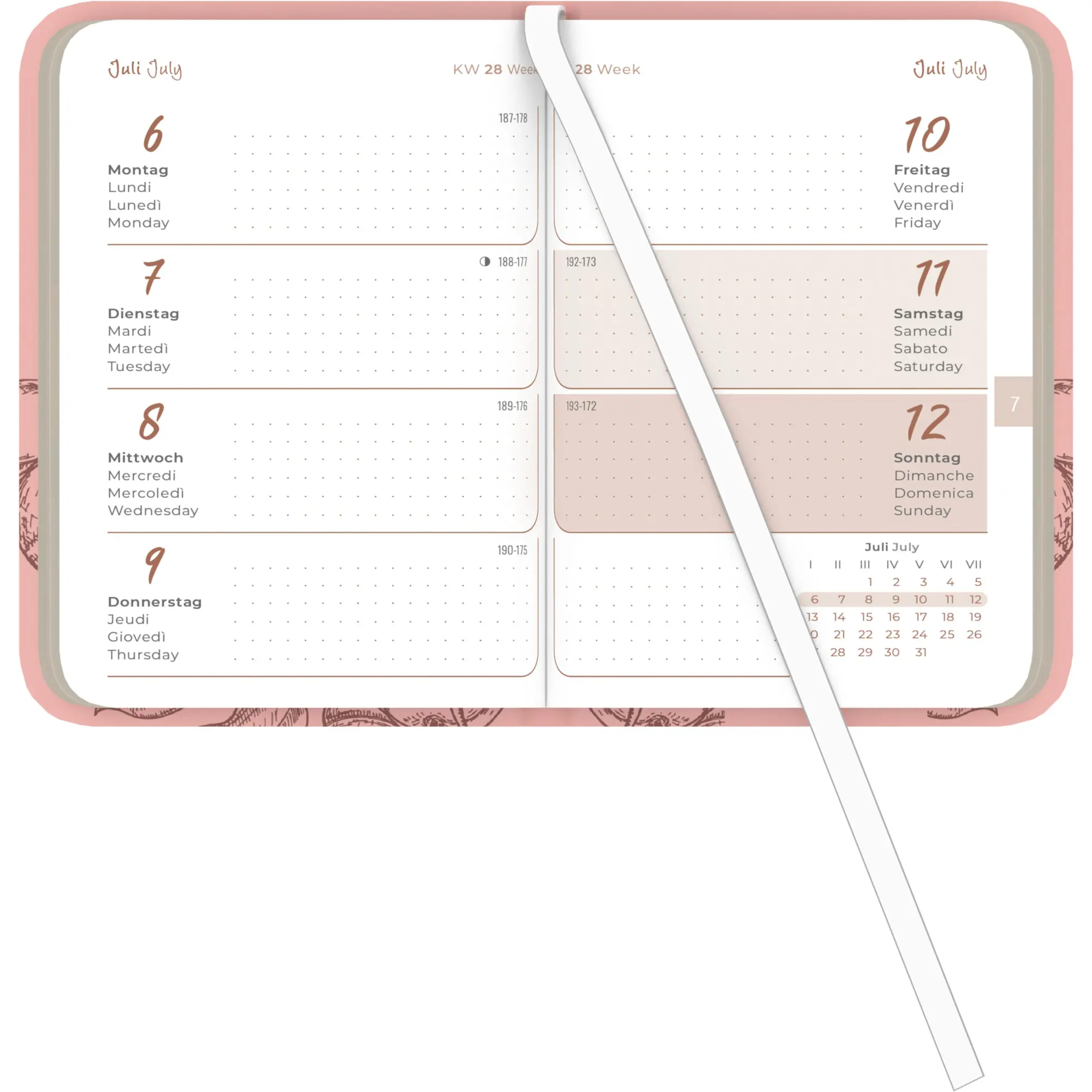 Bild: 4069095002234 | Lady Journal Mini Deluxe Salmon 2026 - Taschen-Kalender 8x11,5 cm -...