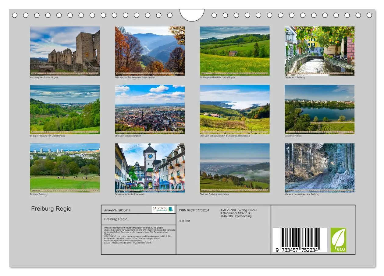 Bild: 9783457752234 | Freiburg Regio (Wandkalender 2026 DIN A4 quer), CALVENDO...