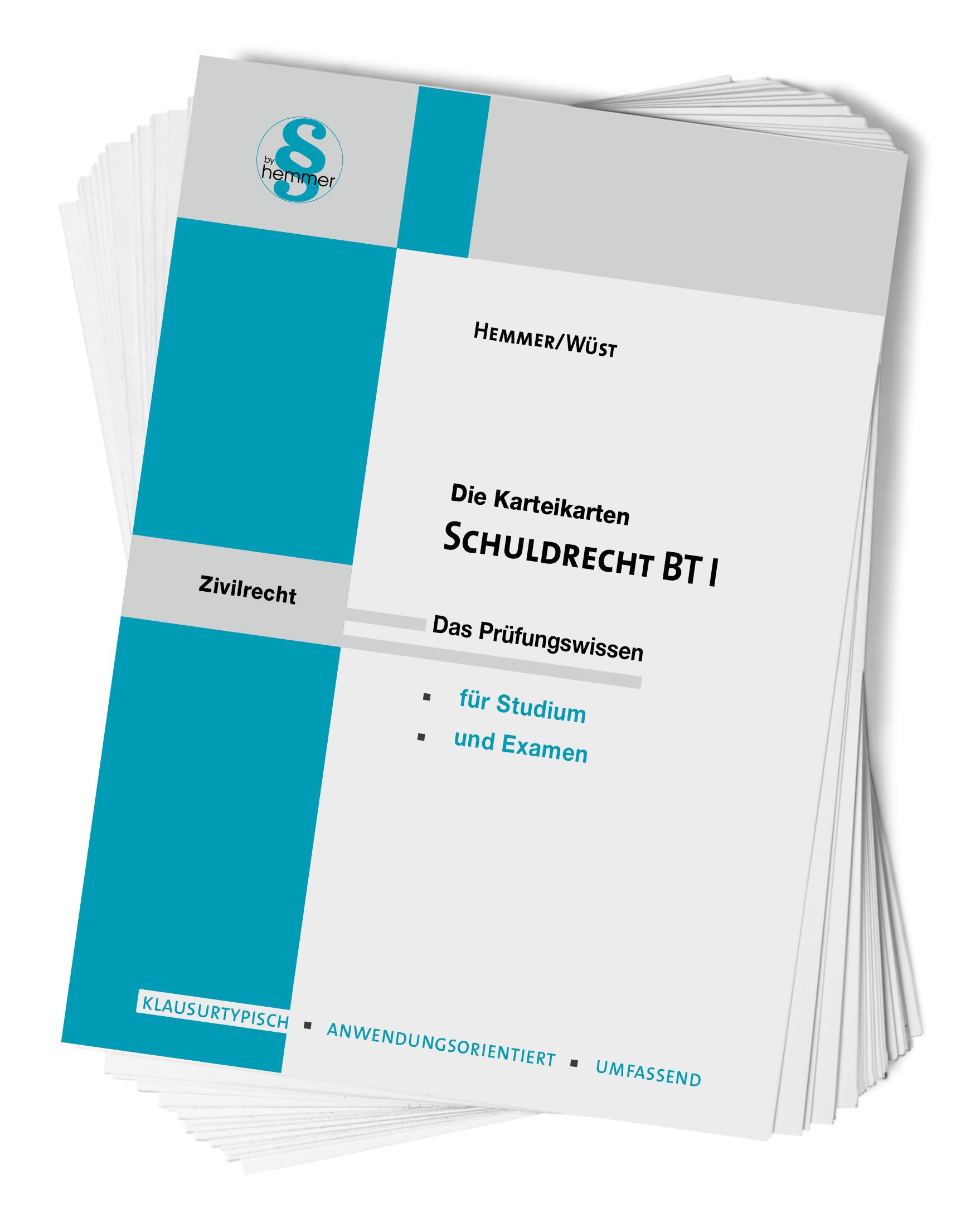 Cover: 9783968382234 | Karteikarten Schuldrecht BT I | Karl-Edmund Hemmer (u. a.) | Box