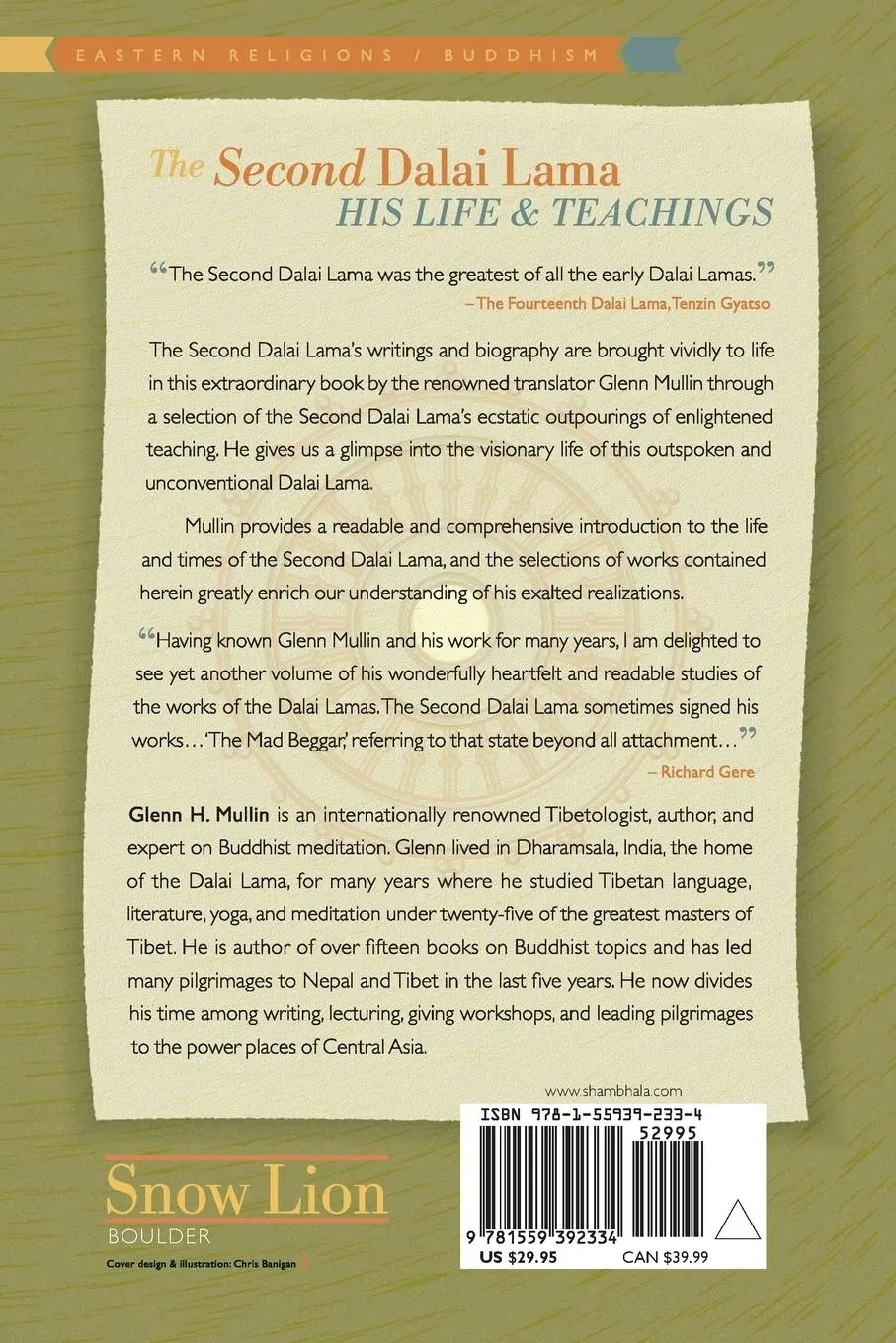 Rückseite: 9781559392334 | The Second Dalai Lama | His Life and Teachings | Glenn H. Mullin