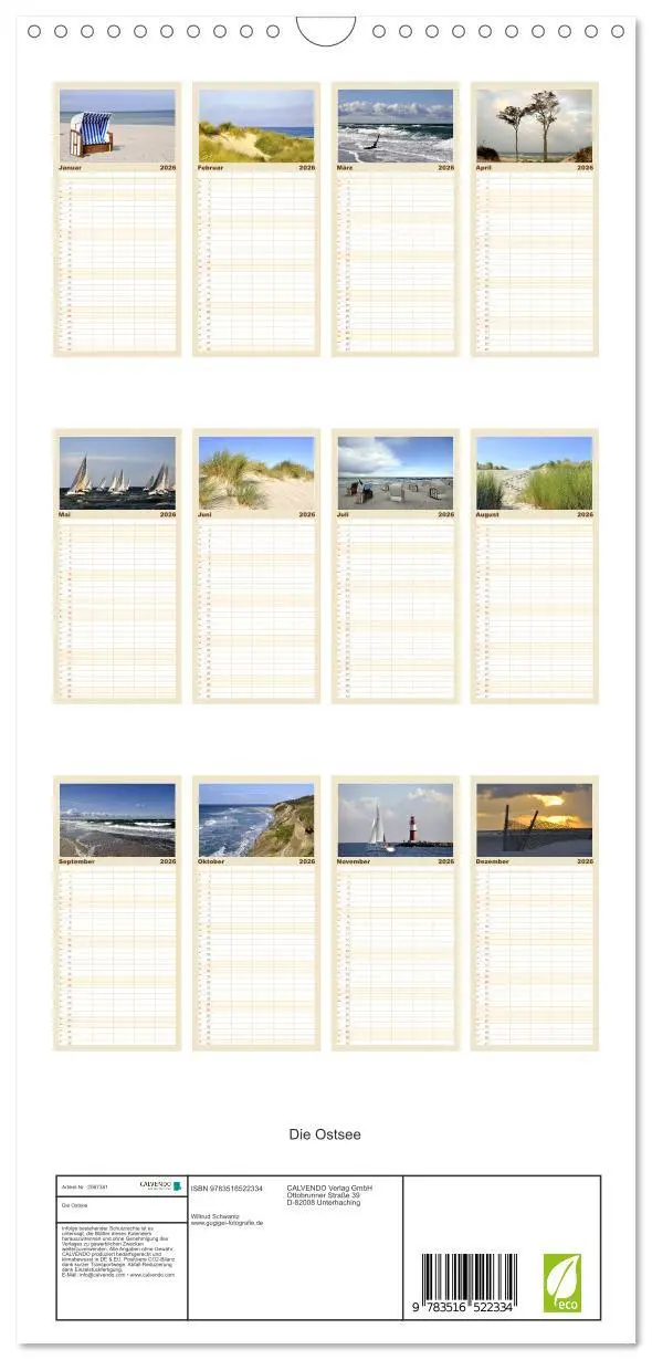 Bild: 9783516522334 | Familienplaner 2026 - Die Ostsee mit 5 Spalten (Wandkalender, 21 x...